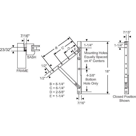 Strybuc Truth LH 18in Hinge Assembly 28-18-14LHSS
